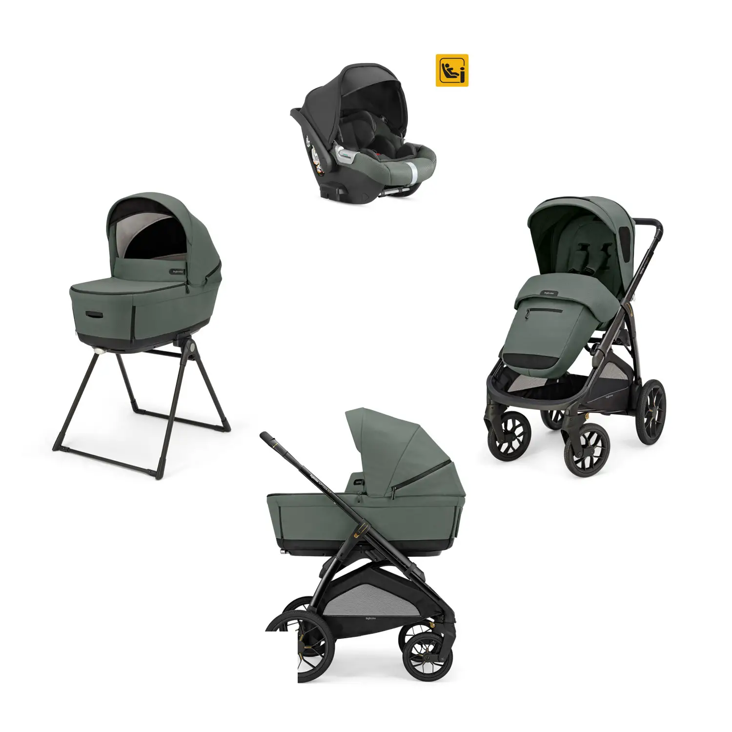 Aptica XT System Quattro Taiga Green con Seggiolino Darwin e Telaio - trio e modulari