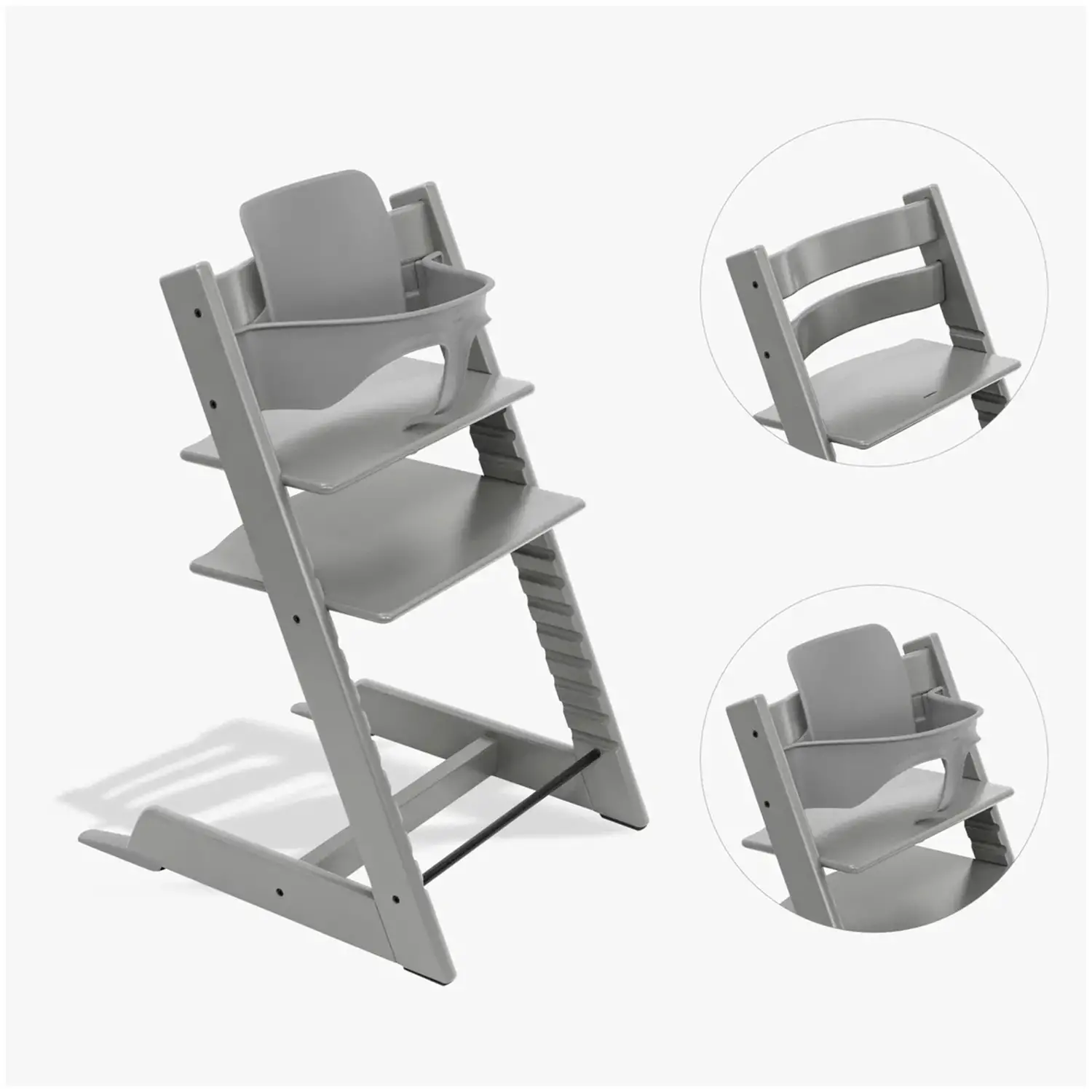 Tripp Trapp Storm Grey Bundle con Baby Set Storm Grey Stokke - seggioloni