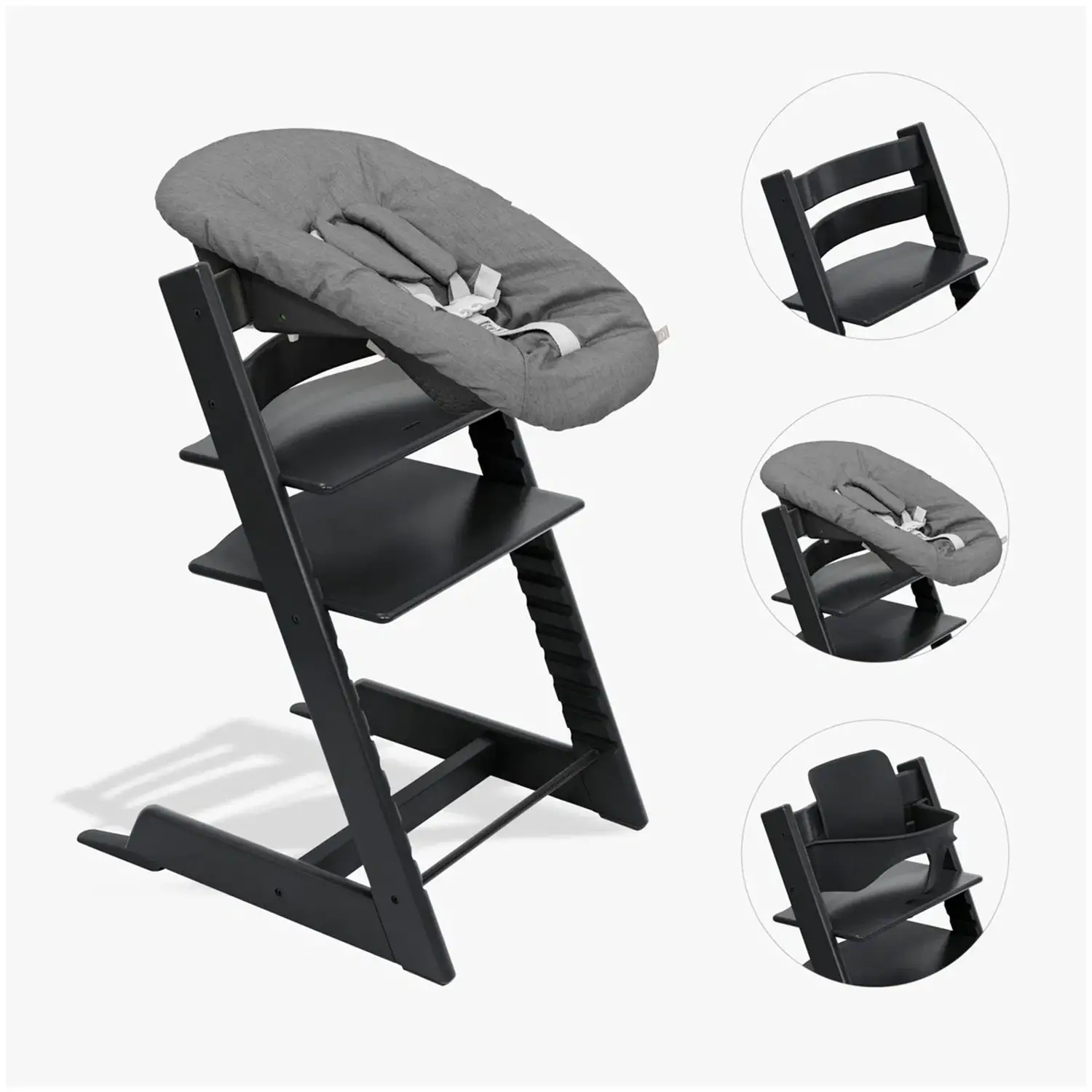 Tripp Trapp Black Con Baby Set e Newborn Antracite - seggioloni