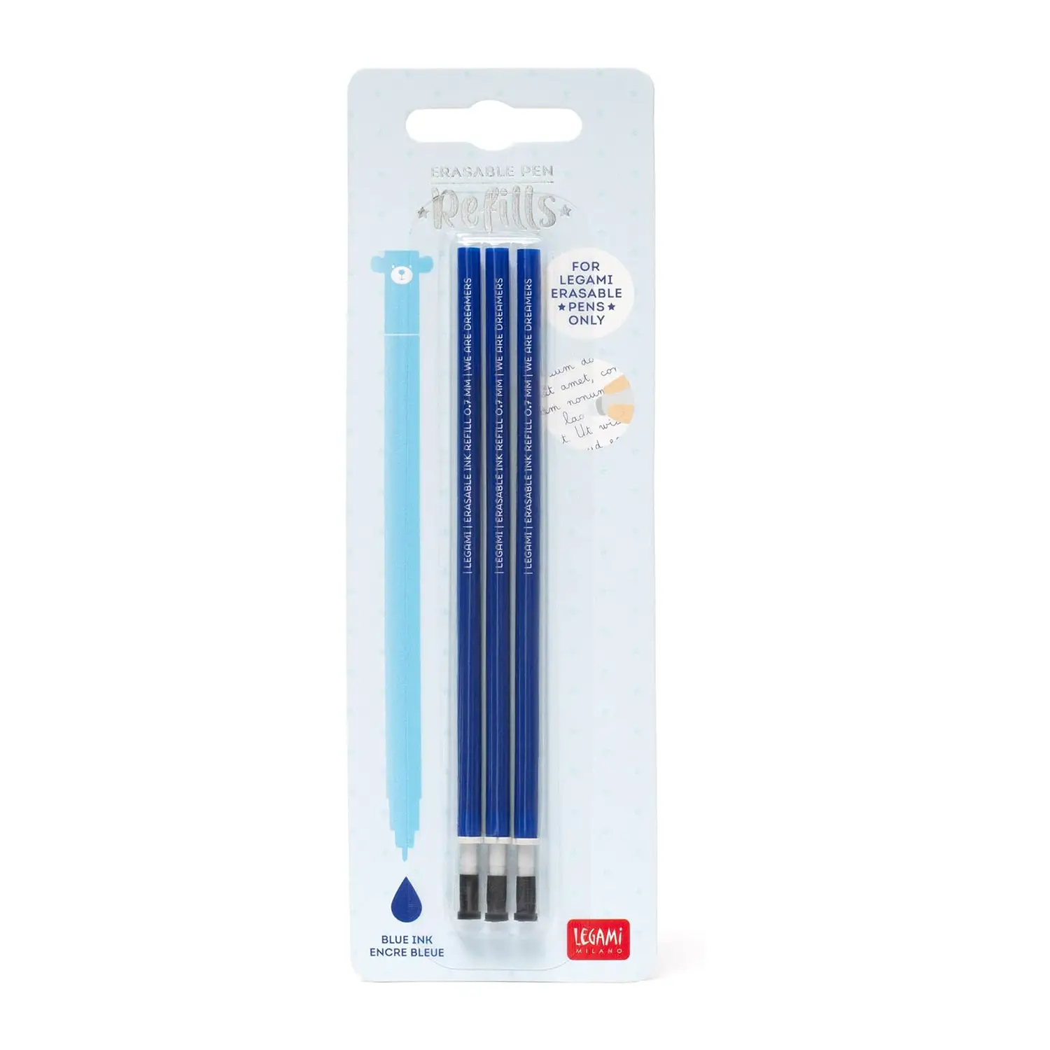 Legami - Refill per Penna Gel Cancellabile Blu, Set 3 Pezzi - legami