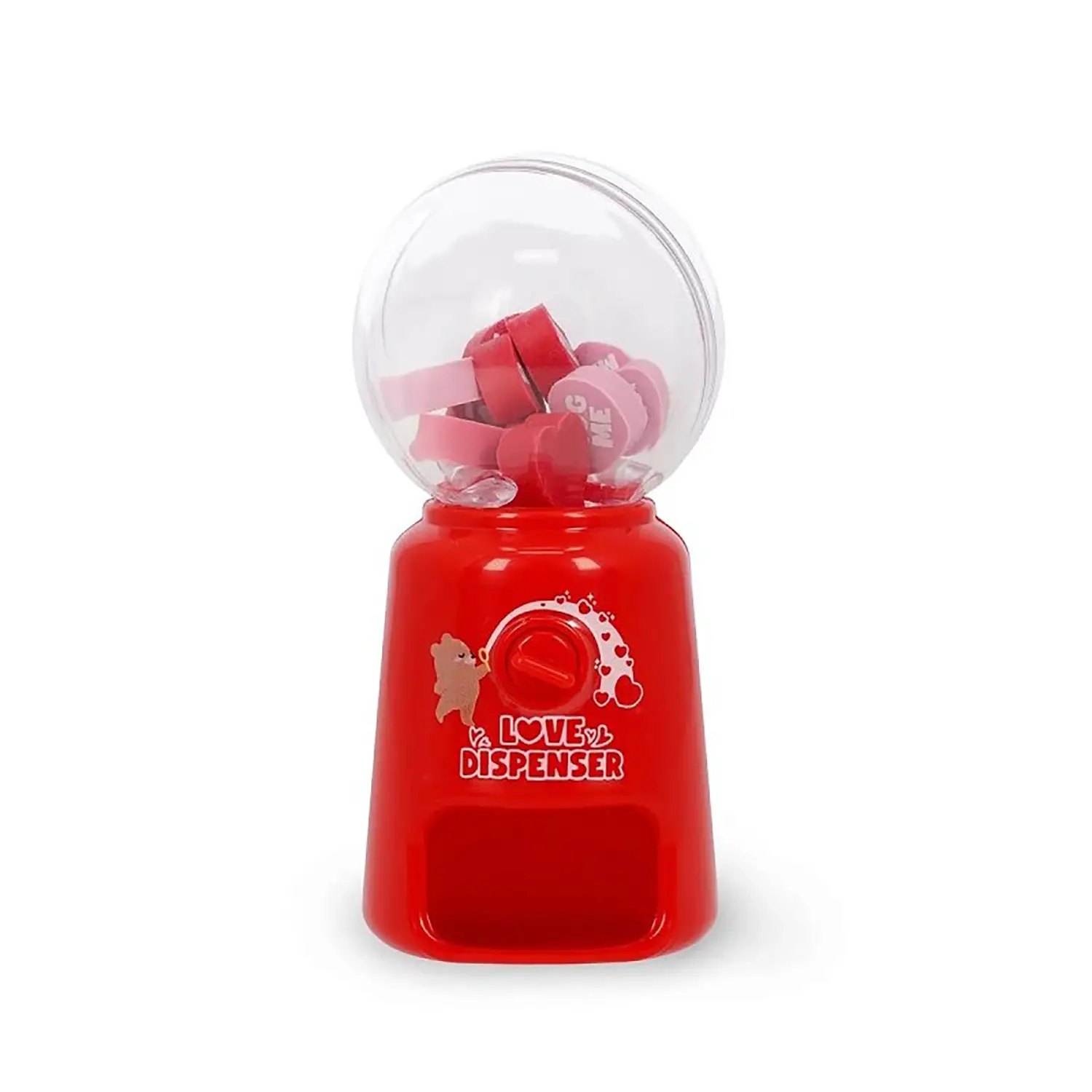Legami - Mini Distributore Gomme per Cancellare, Love Dispenser, 15 Gomme - Heart - legami