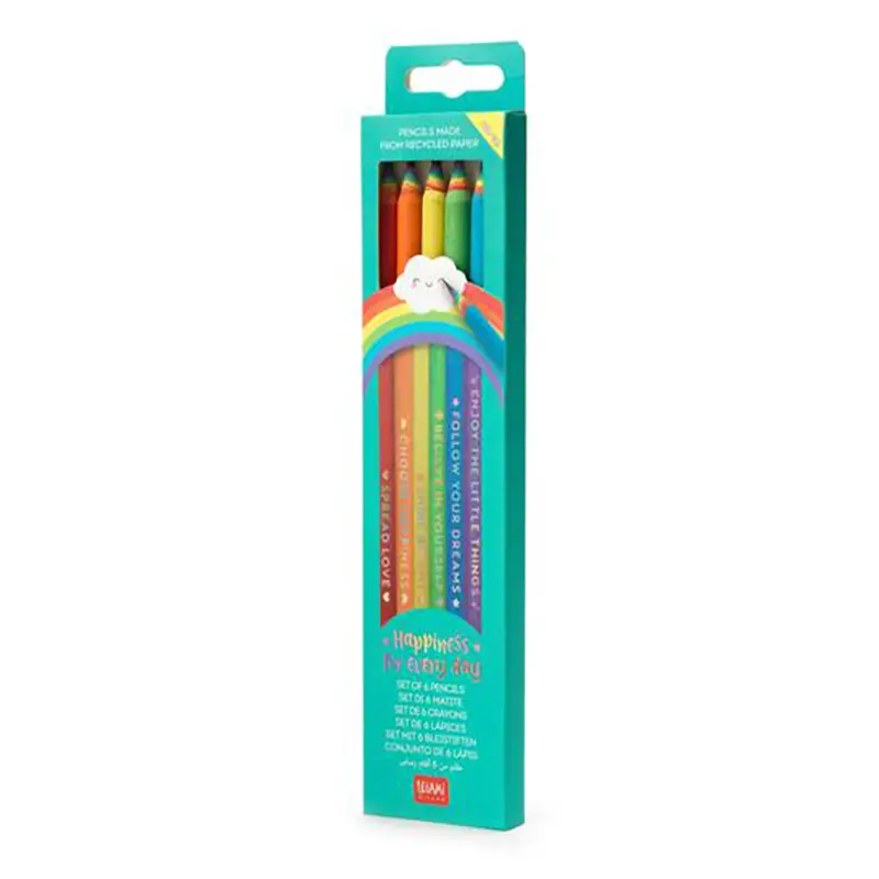 Legami Set di 6 Matite HB in Carta Riciclata Happiness For Every Day - legami