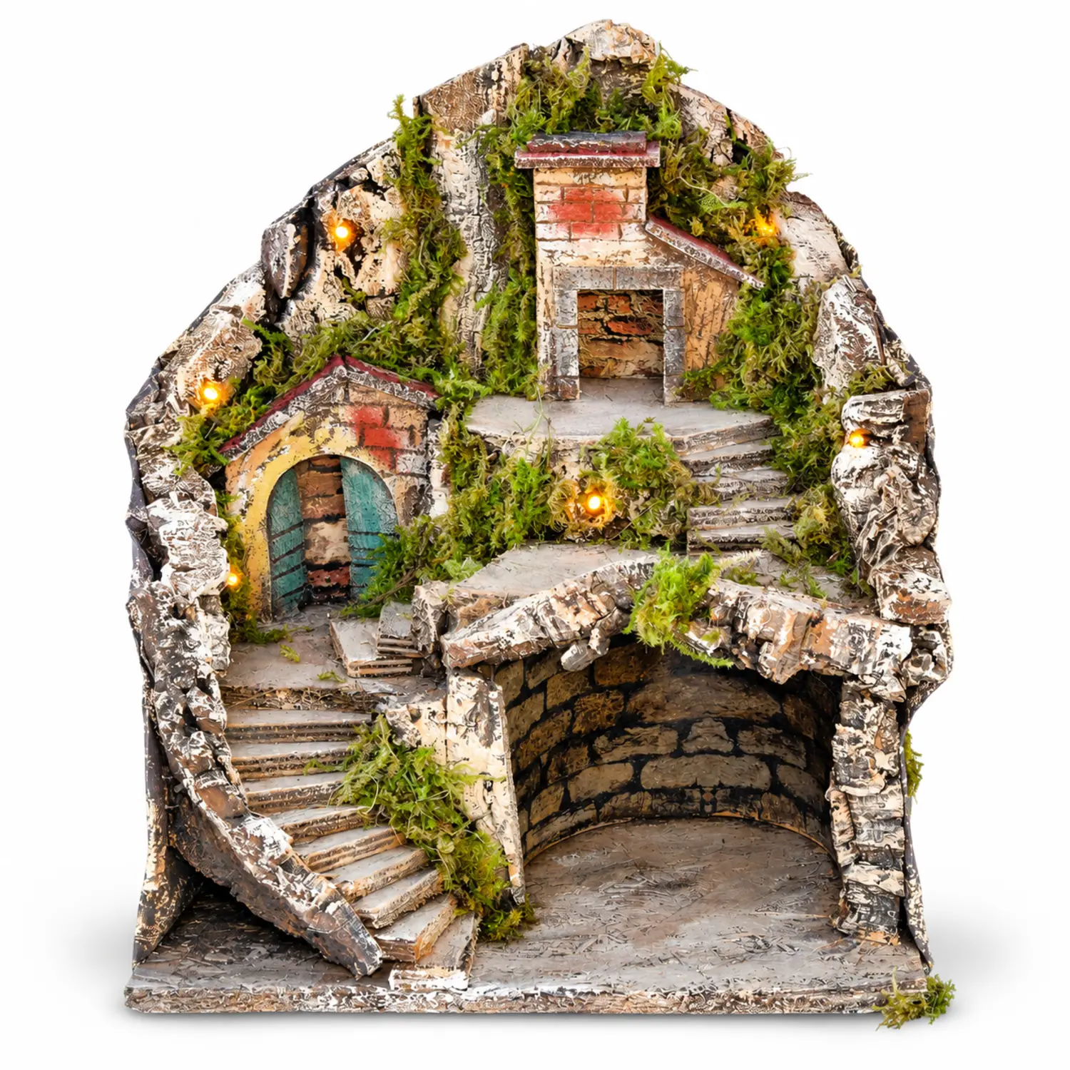 Presepe Artigianale 10 Luci 30x23x28 cm – Rossi Rosa - presepi