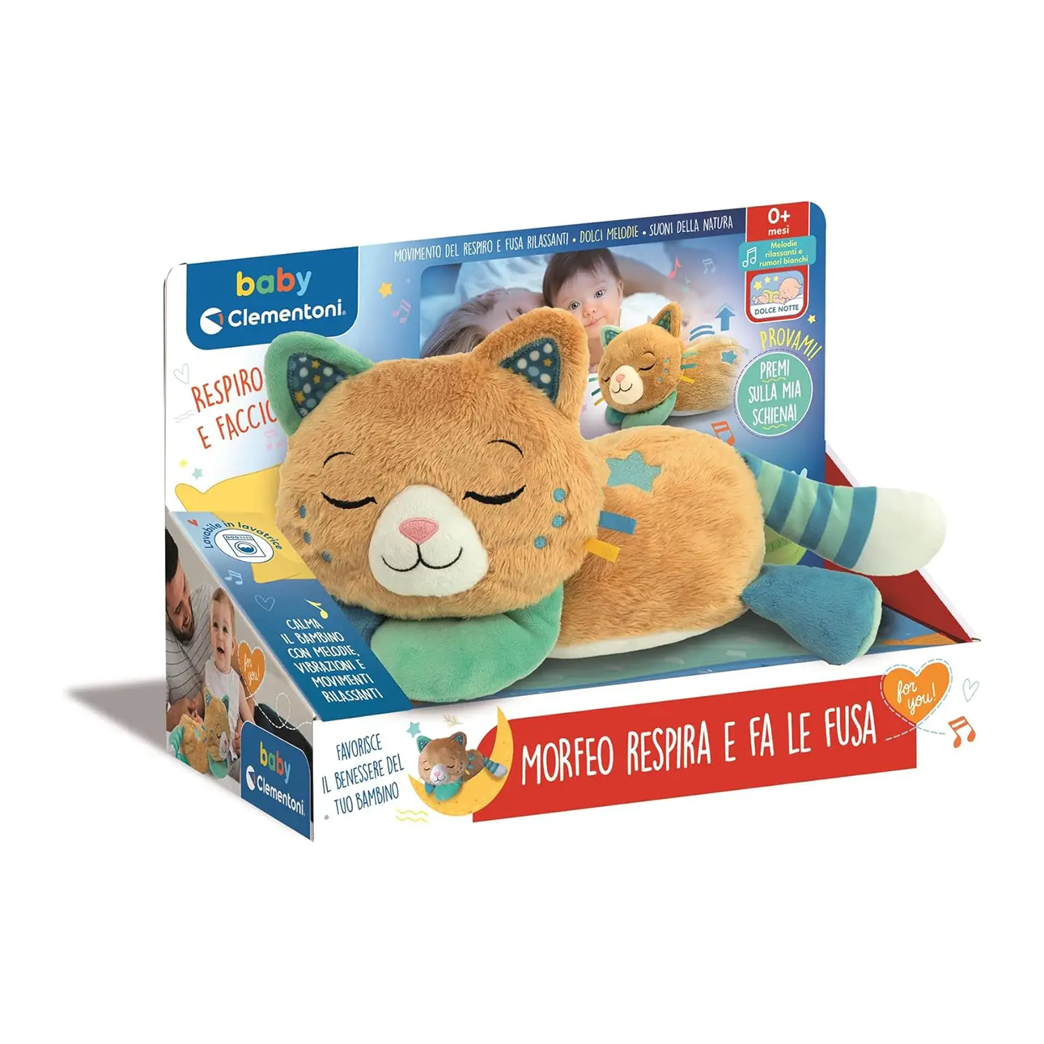 Clementoni Morfeo Gattino Relax: Peluche che Respira e Fa le Fusa - Primi giochi