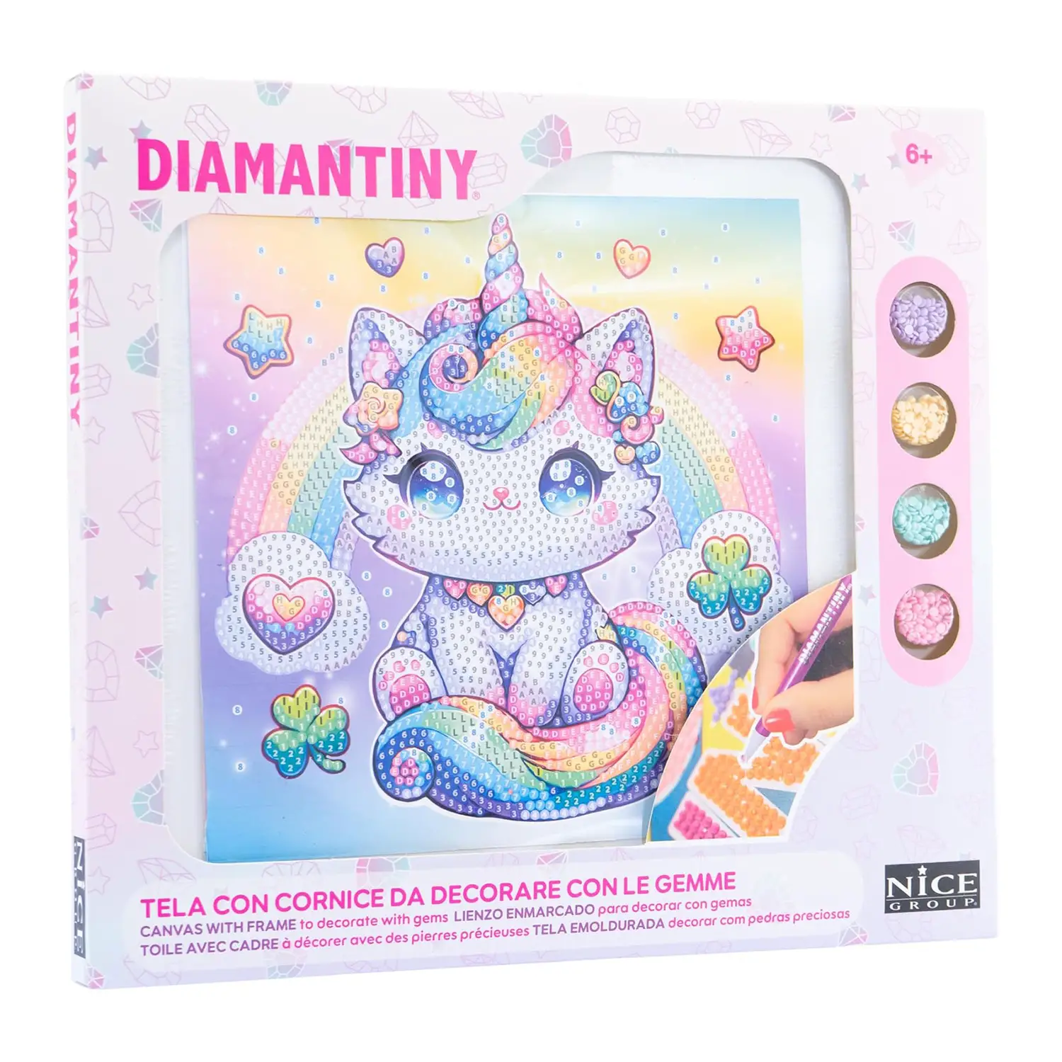 Quadro Crystal Art Kawaii Unicorno con Cuori Diamantiny - creatività