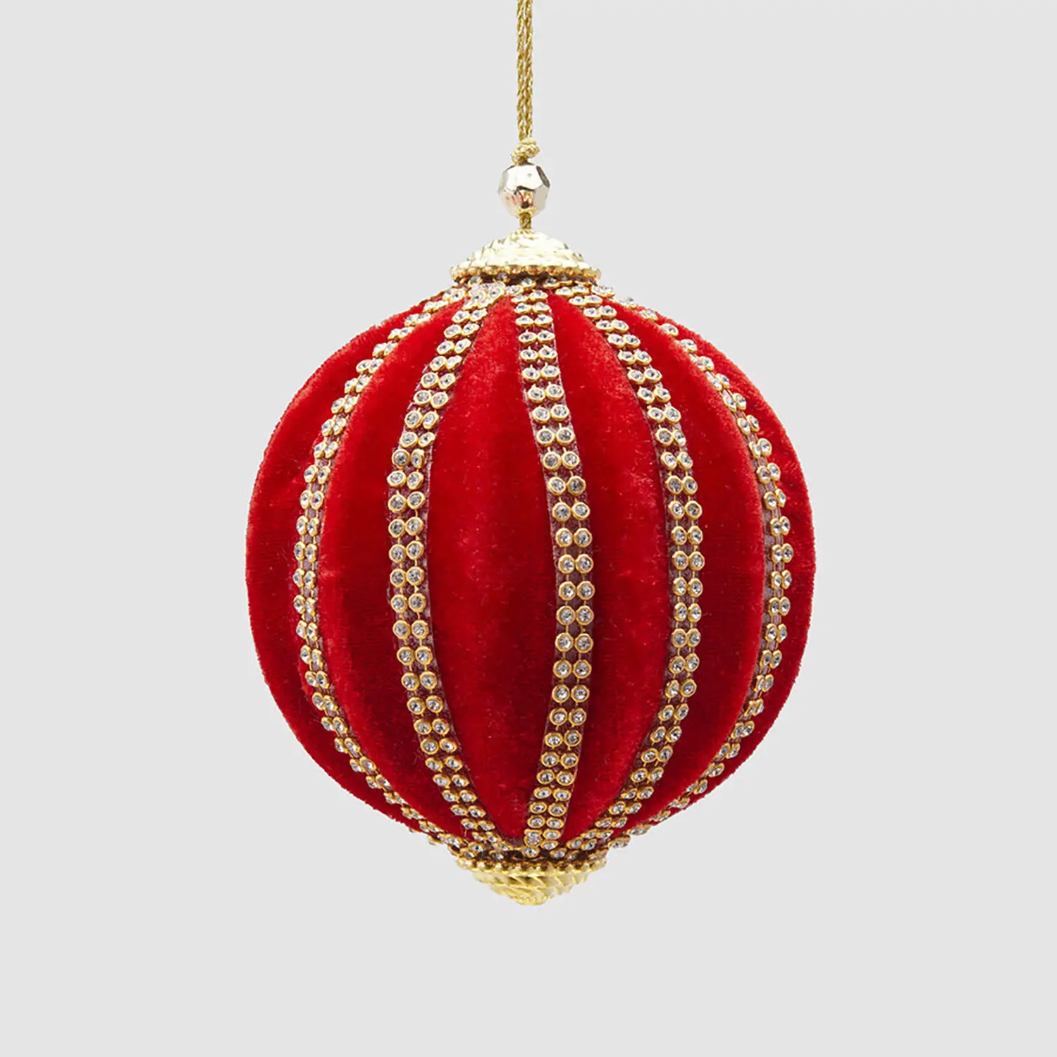 Palla Natalizia Velluto Rosso con Spicchi 10cm EDG Elegante - addobbi albero