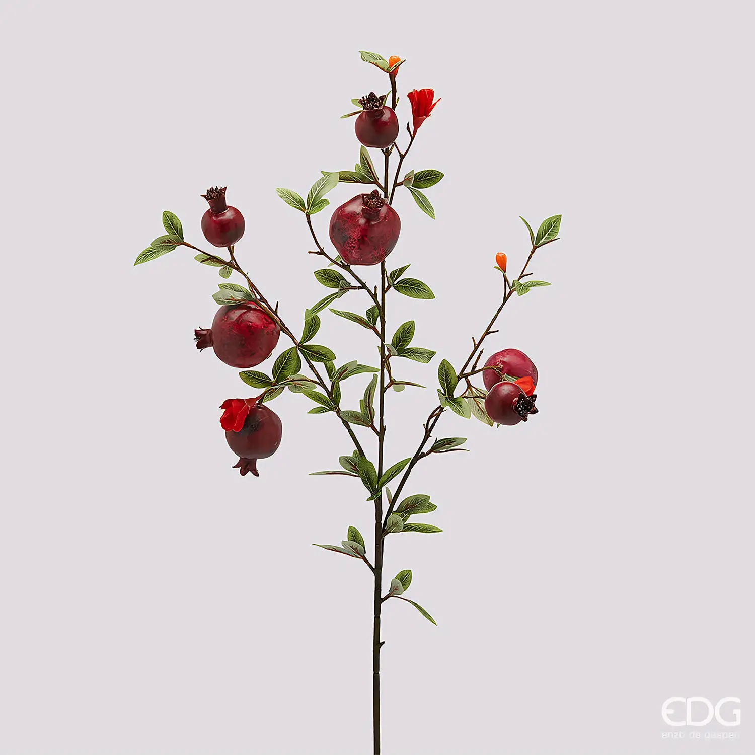 Ramo Decorativo Natalizio Melograno con Foglie Burgundy H76 - fiori e ghirlande