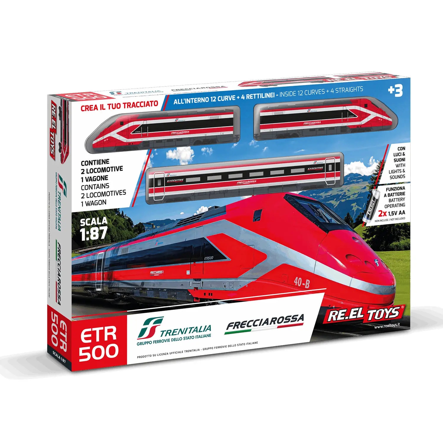 Treno Frecciarossa ETR 500 Giocattolo 1:87 con Luci e Suoni - Veicoli, garage e piste