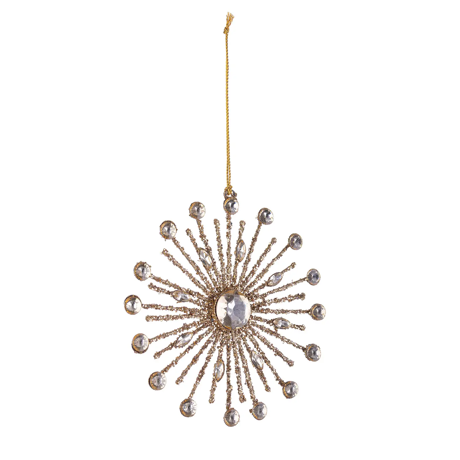 Pendaglio Fiocco Di Neve Natalizio 15x15 cm Oro - addobbi albero