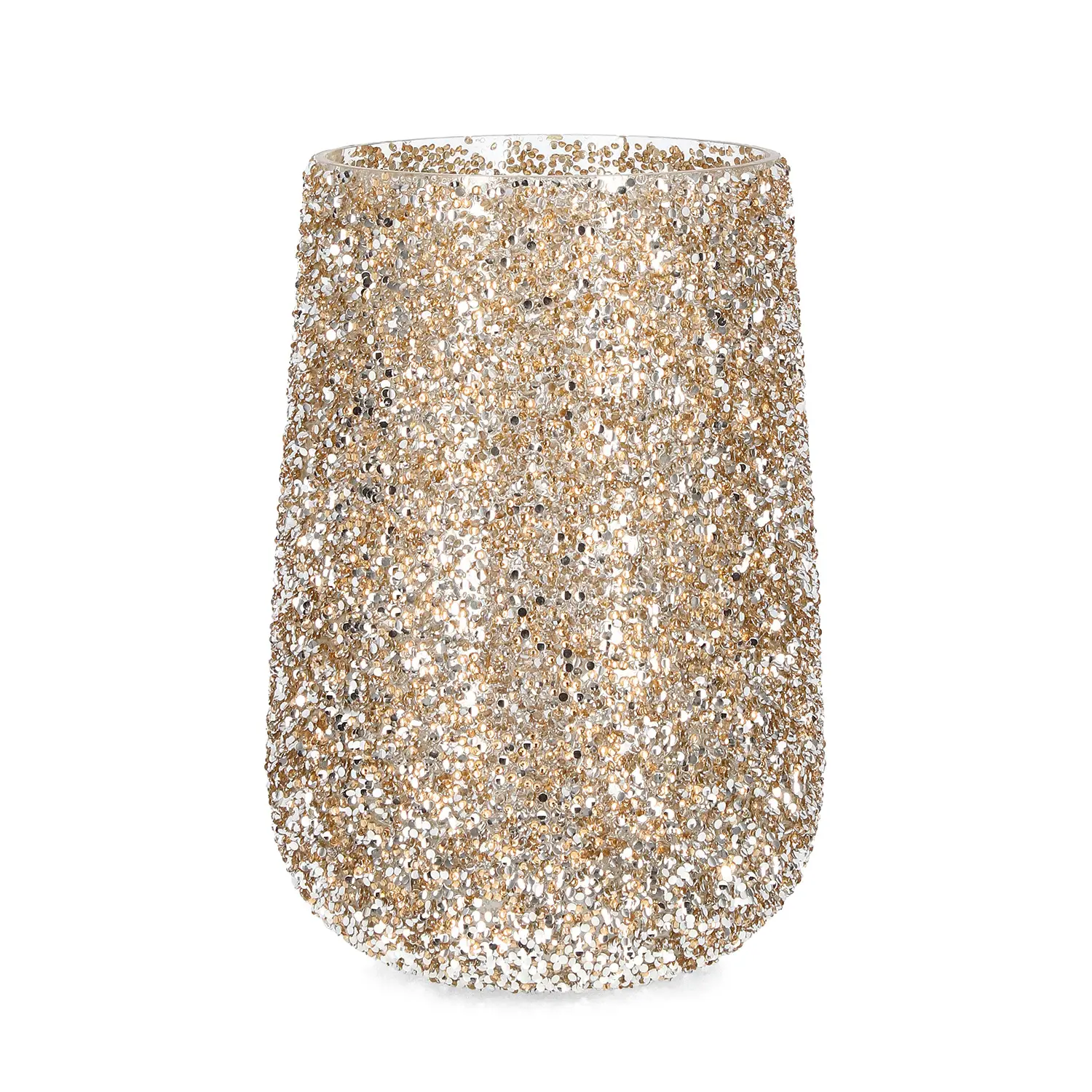 Portacandela Natalizio in Vetro Brillant Elegante 27 cm Oro - addobbi casa