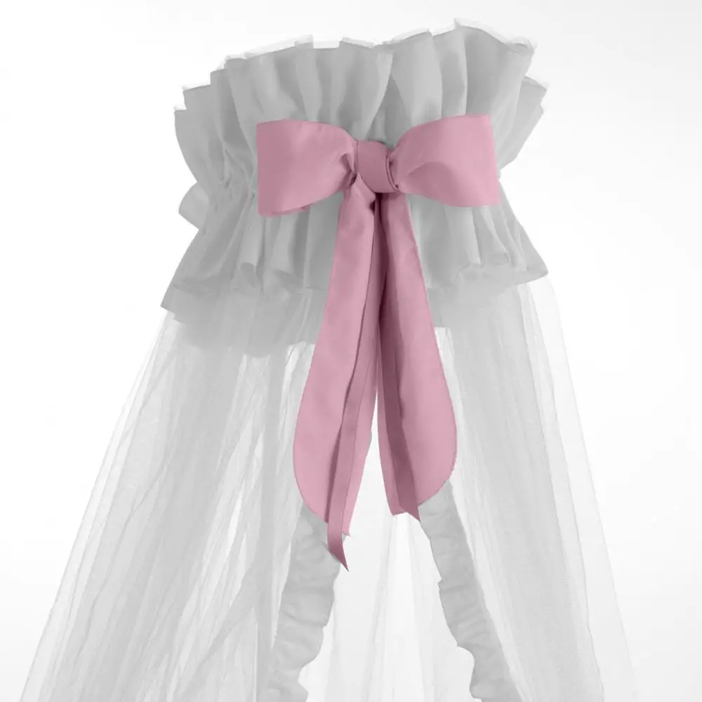 Velo Zanzariera Dudu Bianco Con Fiocco Rosa - lenzuolini