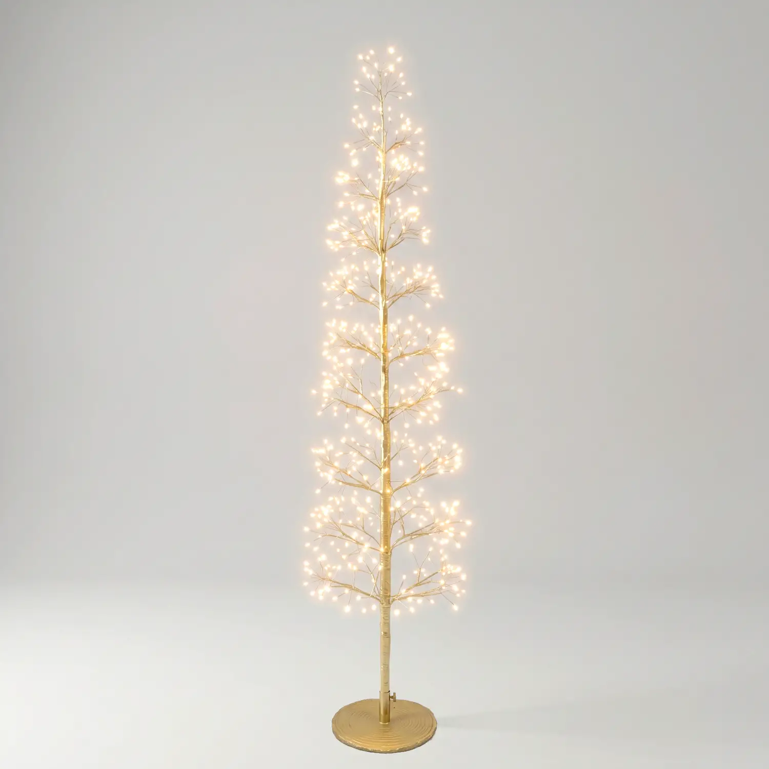 Albero di Natale Faggio Slim 708 LED, Altezza 150 cm, Finitura Oro - alberi led di design