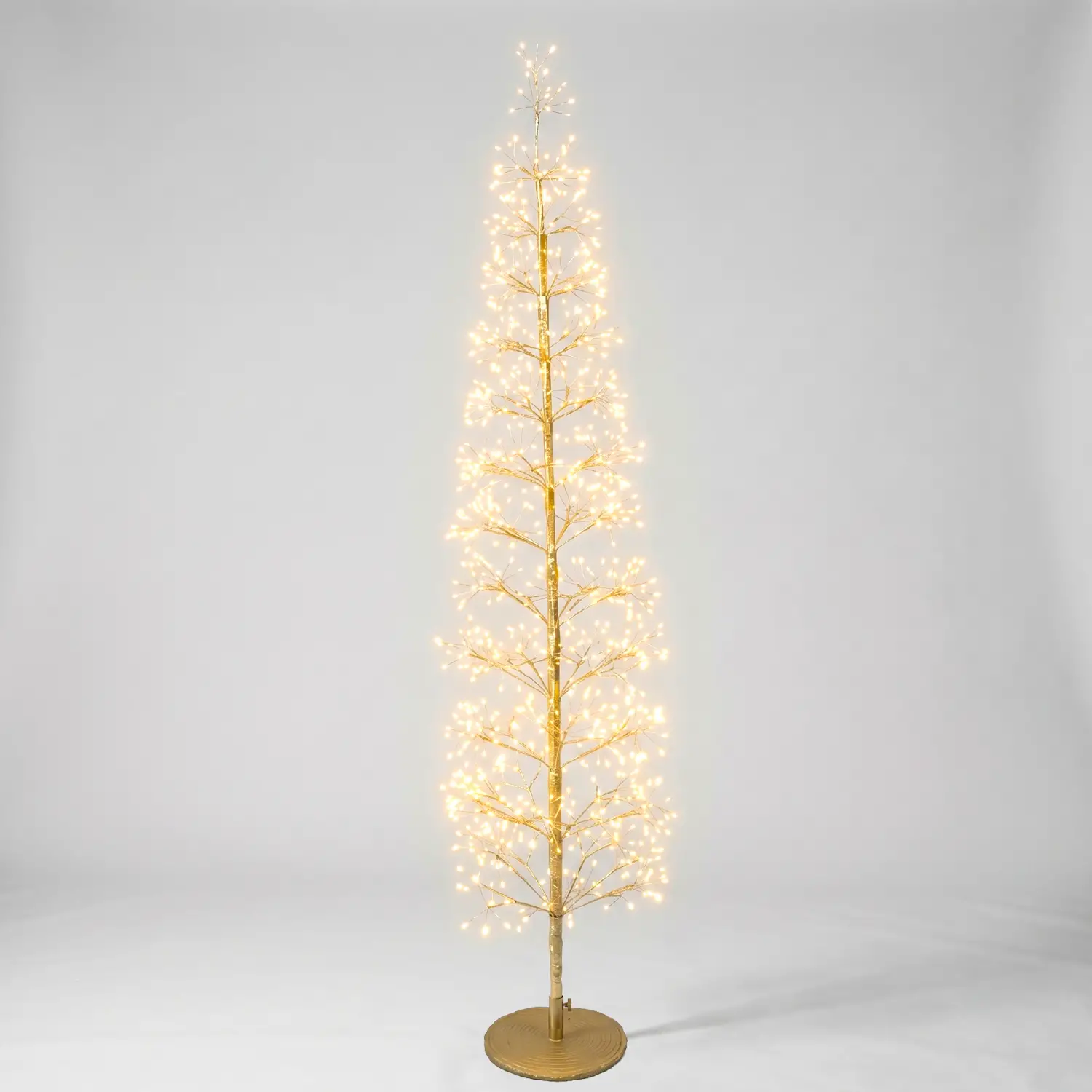 Albero di Natale Faggio Slim 1080 LED, Altezza 180 cm, Finitura Oro - alberi led di design