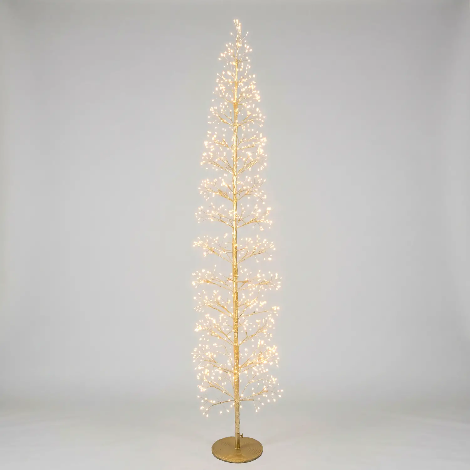 Albero di Natale Faggio Slim 1224 LED, Altezza 210 cm, Finitura Oro - alberi led di design