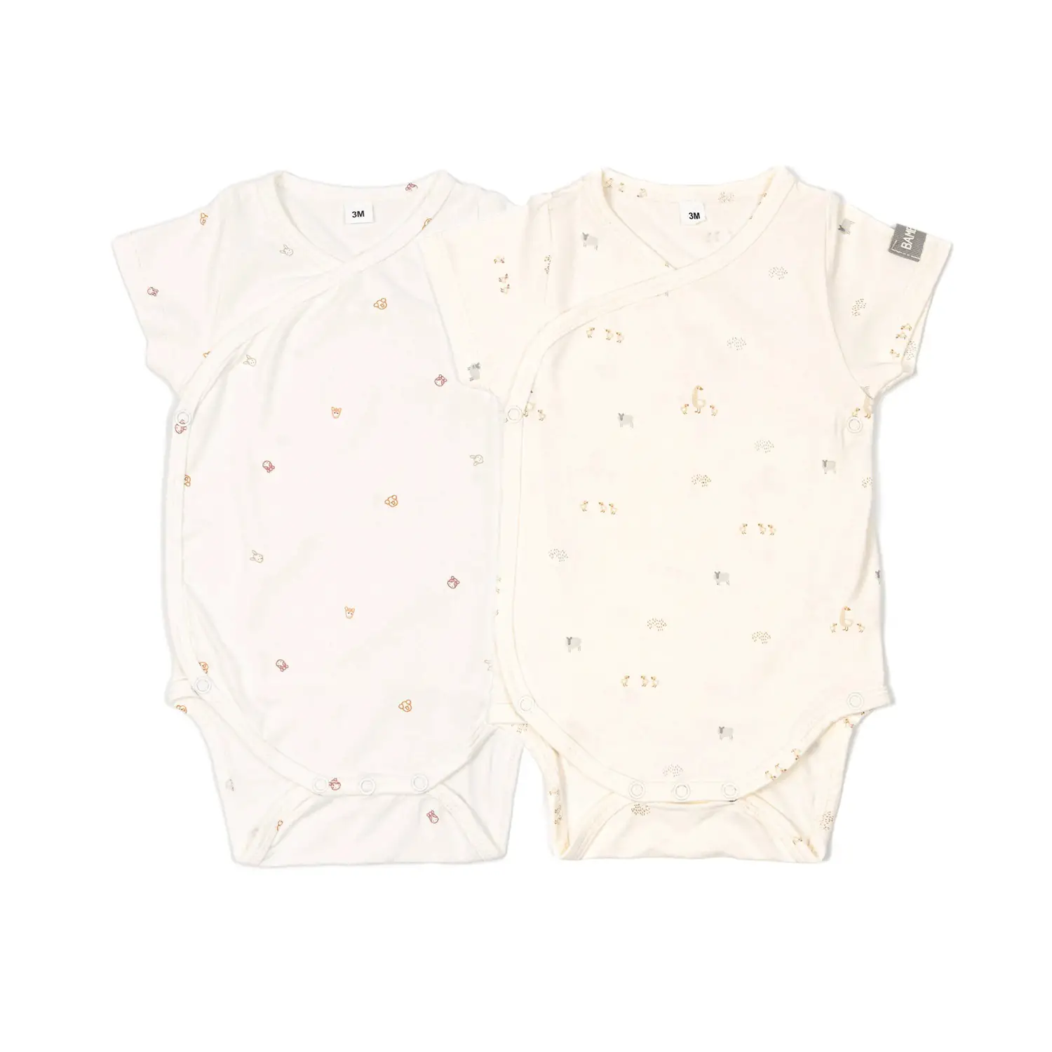 Body Maniche Corte Print Animals Mix - Taglia 3 Mesi- 2 Pezzi Rosa e Bianco - intimo neonato