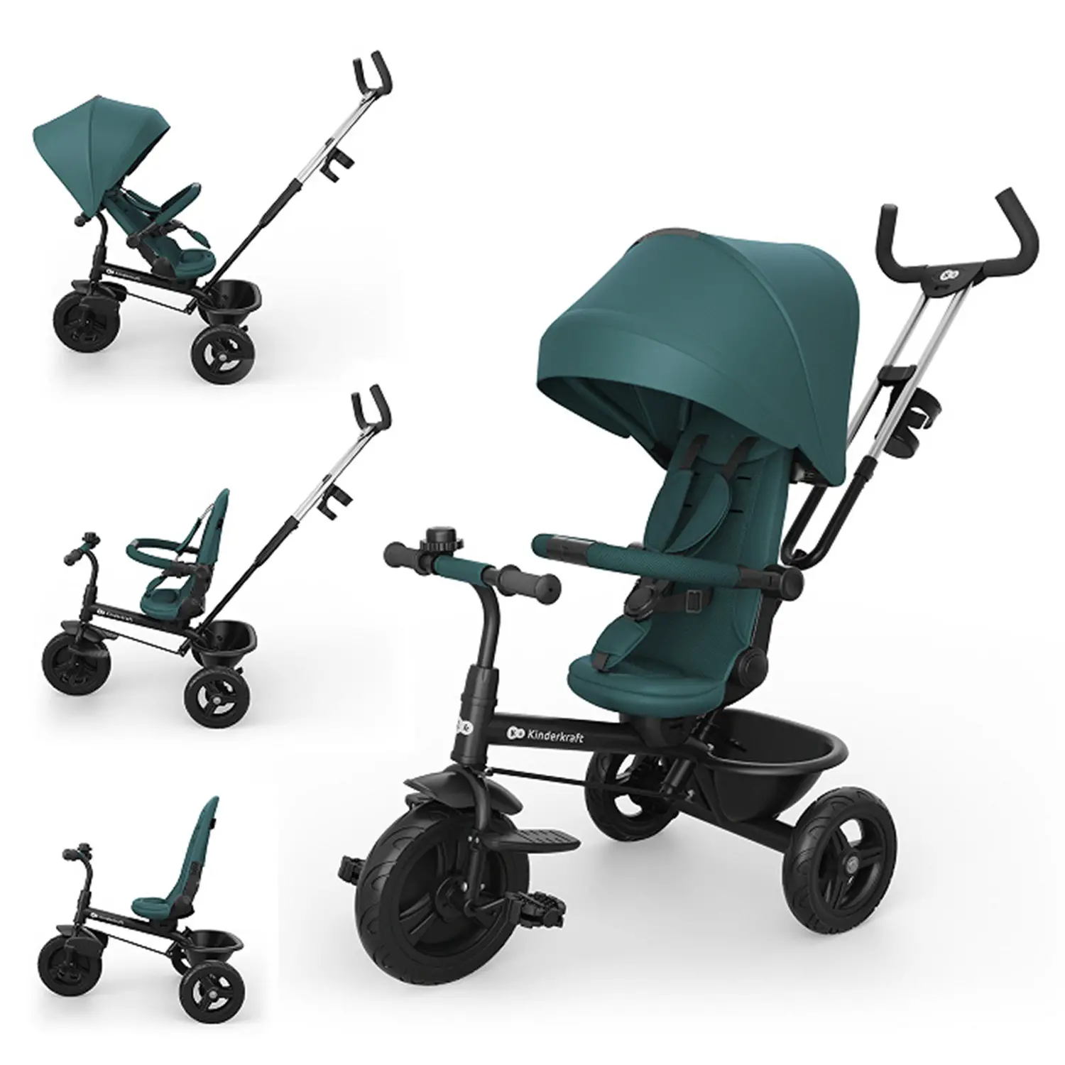 Triciclo Kinderkraft Aston 2 Plus Evolutivo Green 9 mesi–5 anni - Tricicli e primi passi