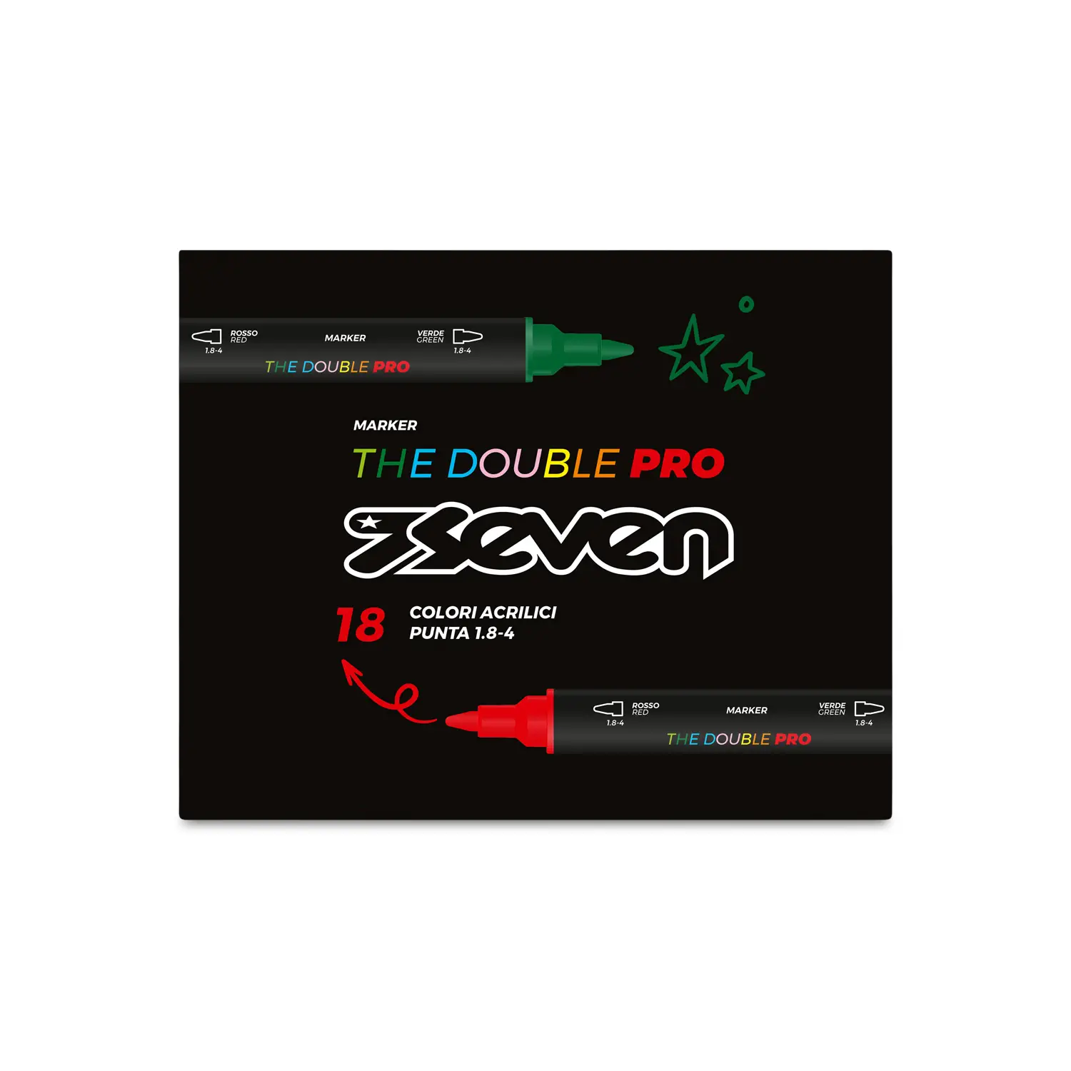 Seven The Double Pro 9 Marker Acrilici Doppia Punta 18 Colori - penne pennarelli ufficio