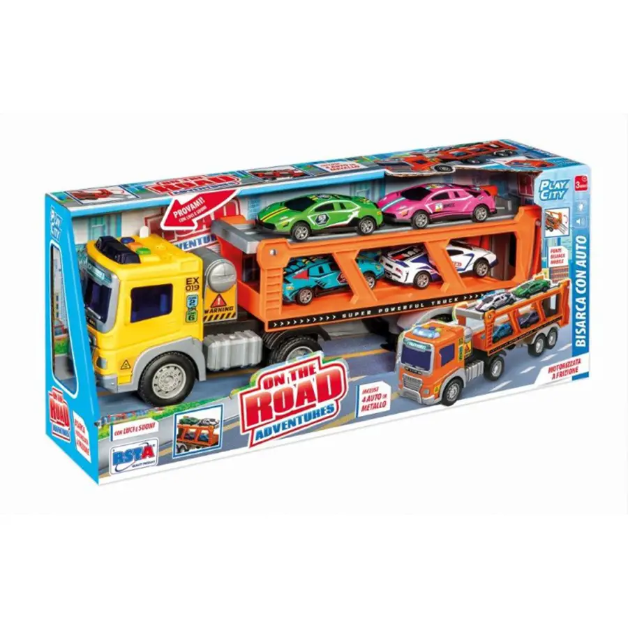 Camion Bisarca Frizione Con 4 Auto Metallo - modellini