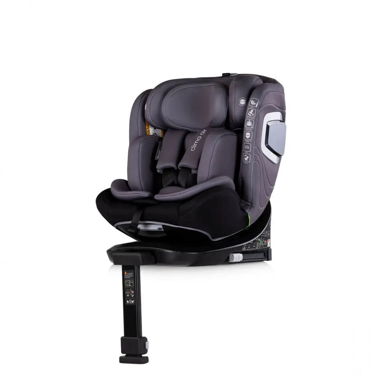 Chipolino Seggiolino Auto Clima Air Anthracite i-Size 360 ISOFIX – 40-150 cm con Termocomfort - bambini 40-150 cm (0-12 anni)