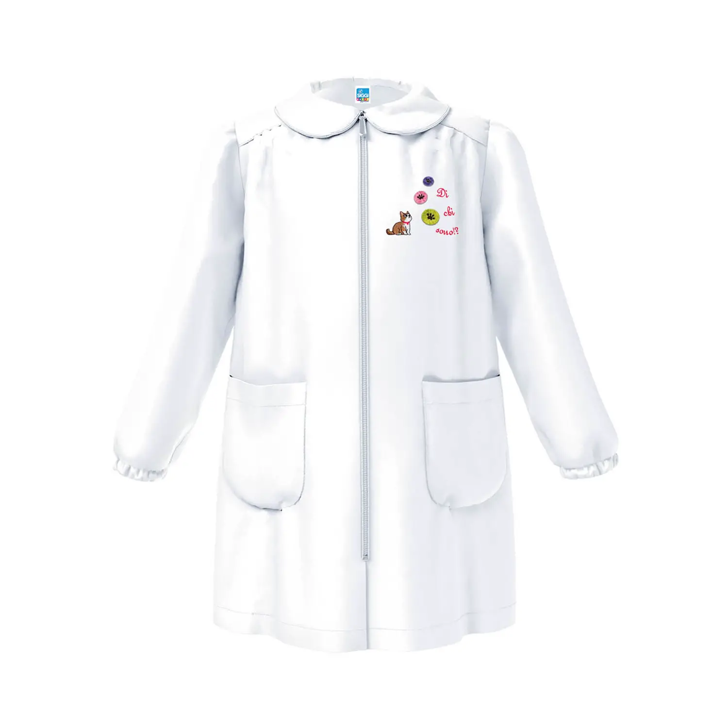 Grembiule Bambina Asilo Zip Gattino Bianco 4 Anni - grembiuli scolastici