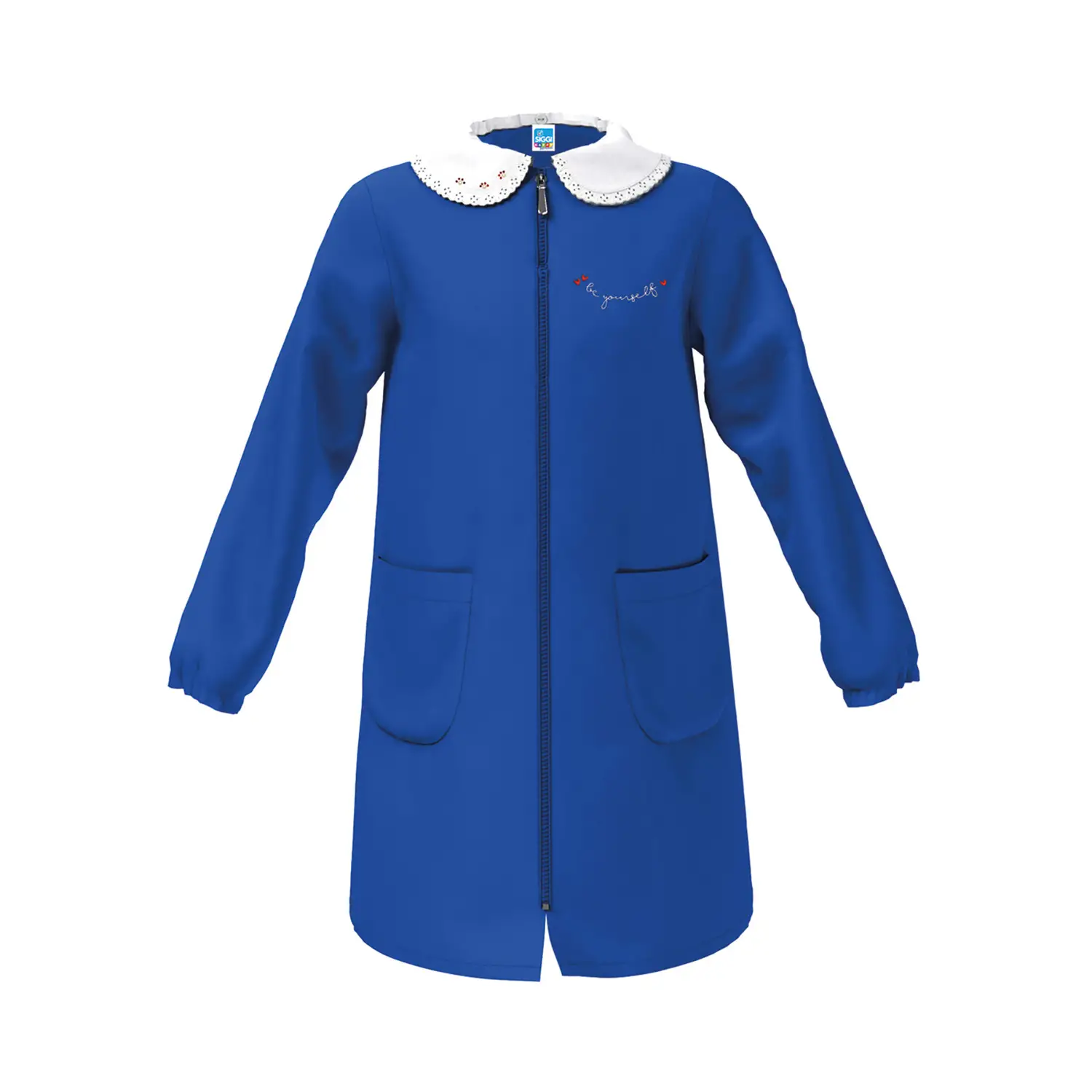 Grembiule Bambina Scuola Zip Be yourself Blu 7 Anni - grembiuli scolastici