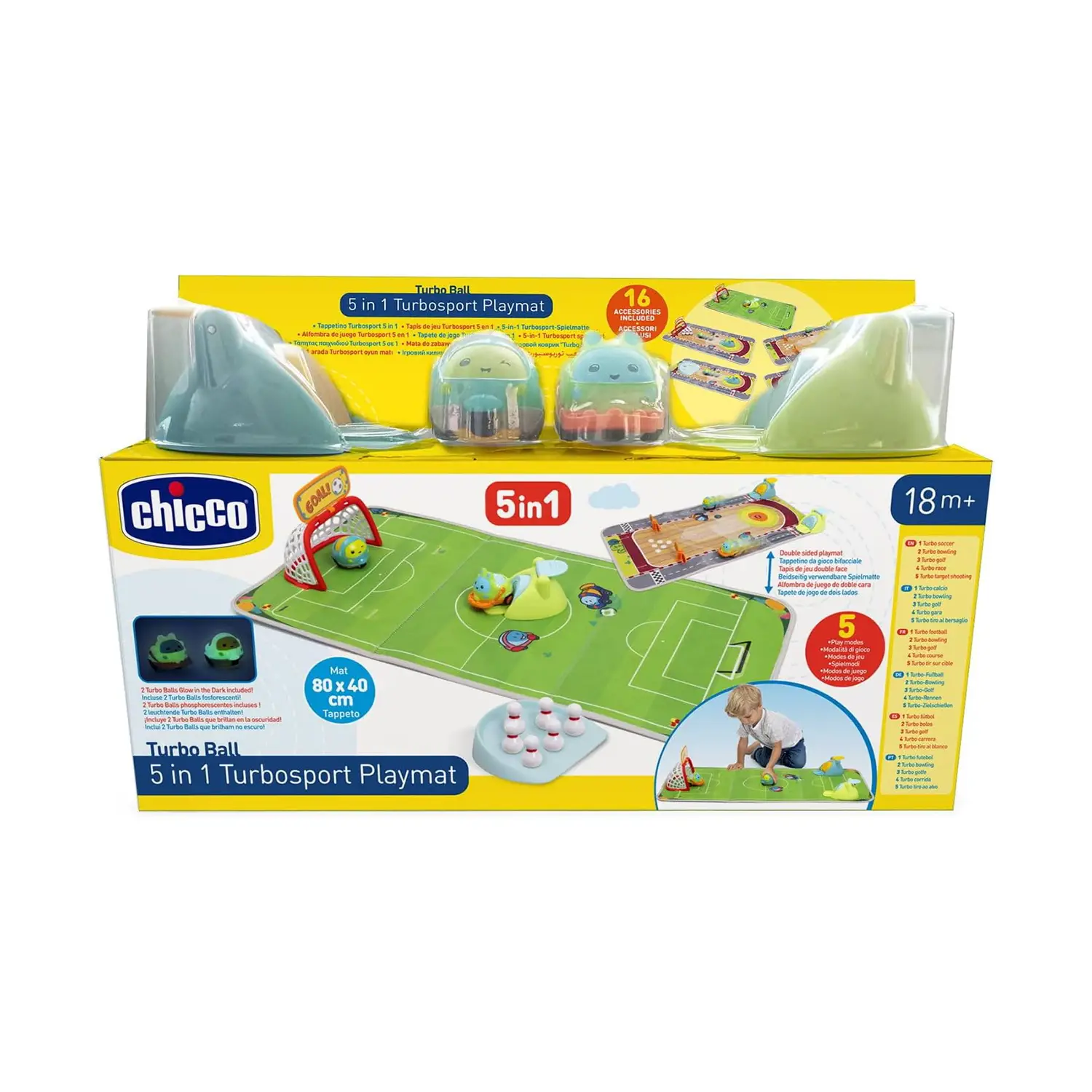 Chicco Toys Turbo Ball Turbo Sport: Tappeto Gioco 5 in 1 - Primi giochi