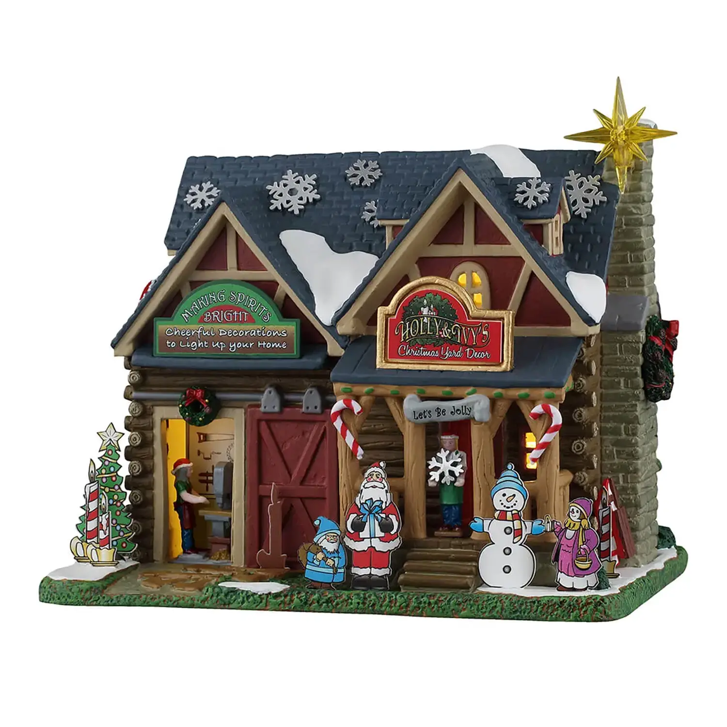 Lemax Holly & Ivy’s Christmas Yard Decor 65537 – Negozio Luminoso di Addobbi Natalizi - scene e villaggi