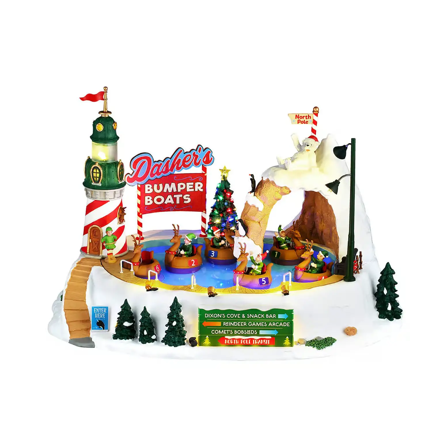 Lemax Dasher’s Bumper Boats 64638 – Barche Autoscontro Animate con Luci e Musica - scene e villaggi