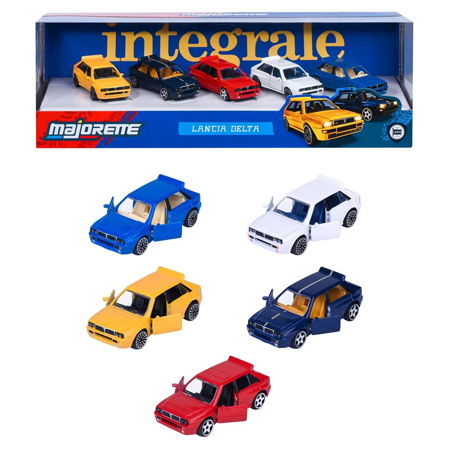 Majorette Lancia Delta Integrale - Set di 5 Auto Giocattolo - auto