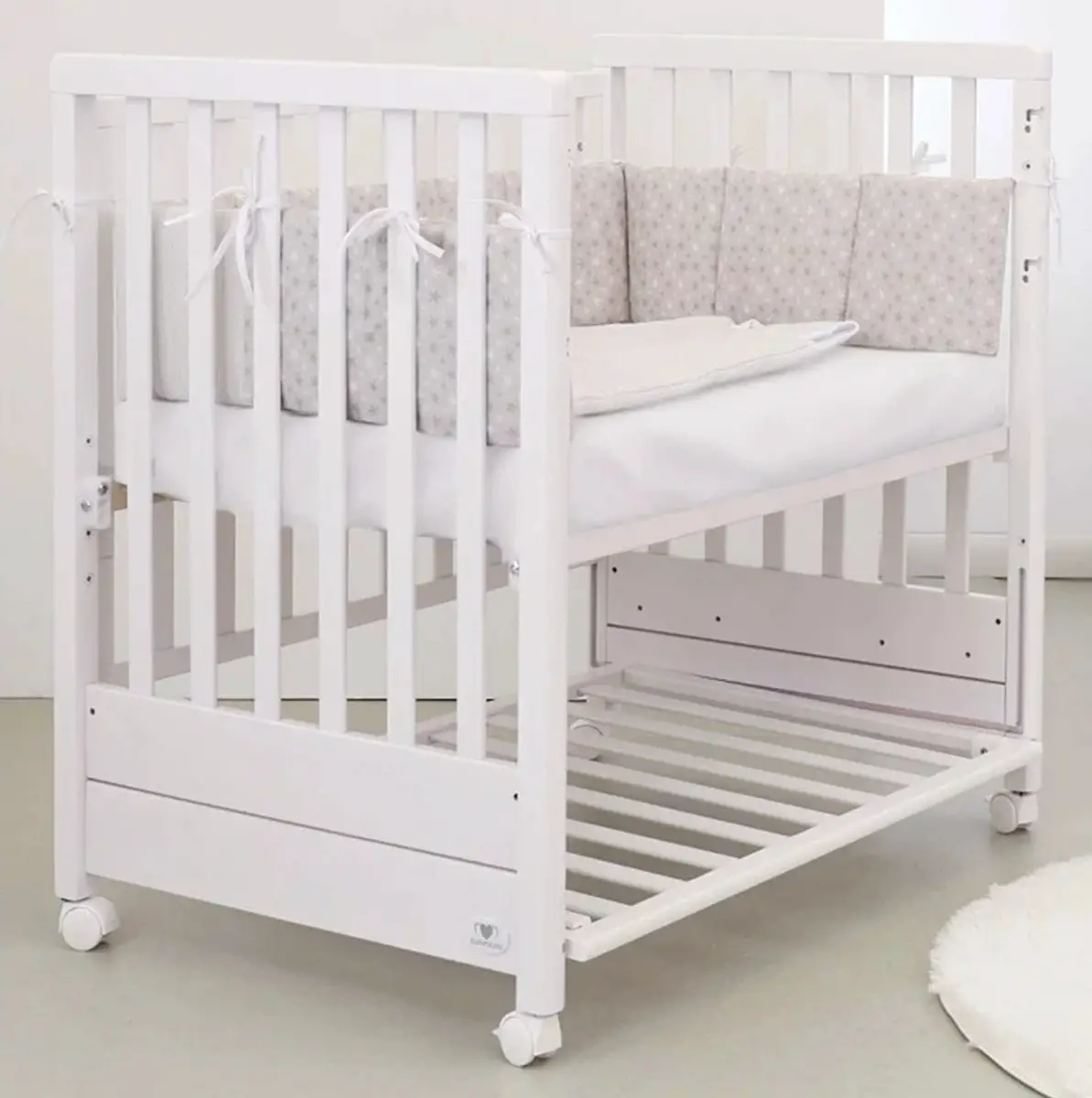 Cuoricini Avant Bianco Sistema Evolutivo 6 in 1 con Materasso e Tessile Basic Tortora - collezioni