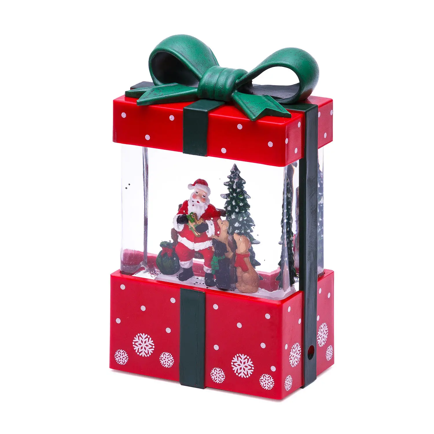 Pacco Regalo Natalizio Rosso con Glitter Luminosi LED e Musica H19 cm - addobbi casa