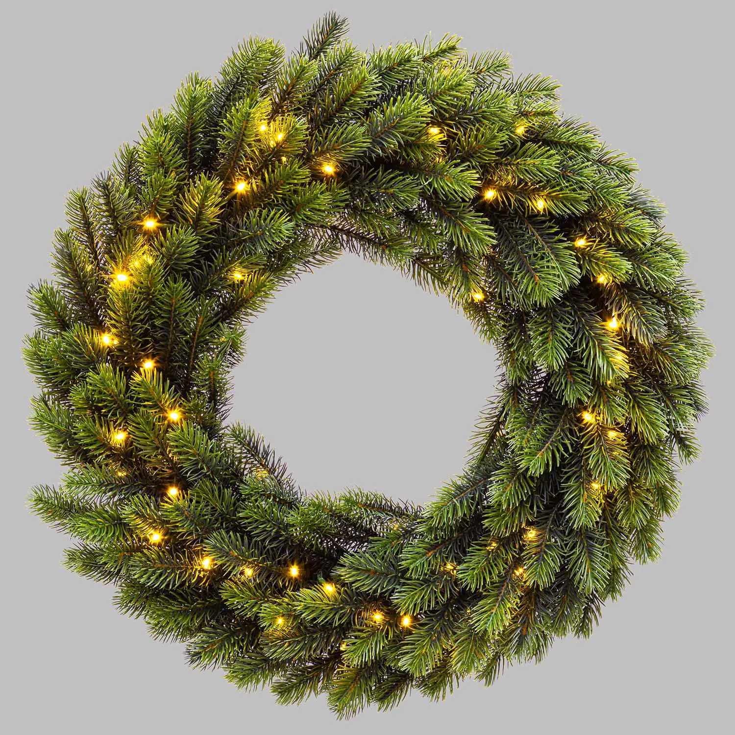 Corona Natalizia Abete Alpino Verde Preilluminata 60 cm con 80 LED - fiori e ghirlande