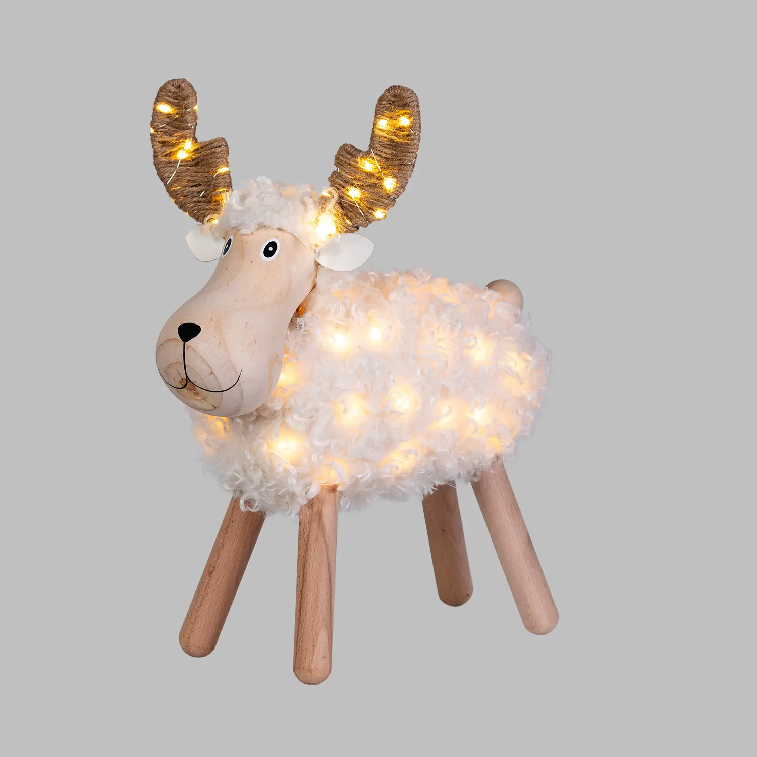 Pecorenna Luminosa Natale H45 cm con 80 MicroLED Bianco Caldo e Multicolor - addobbi casa