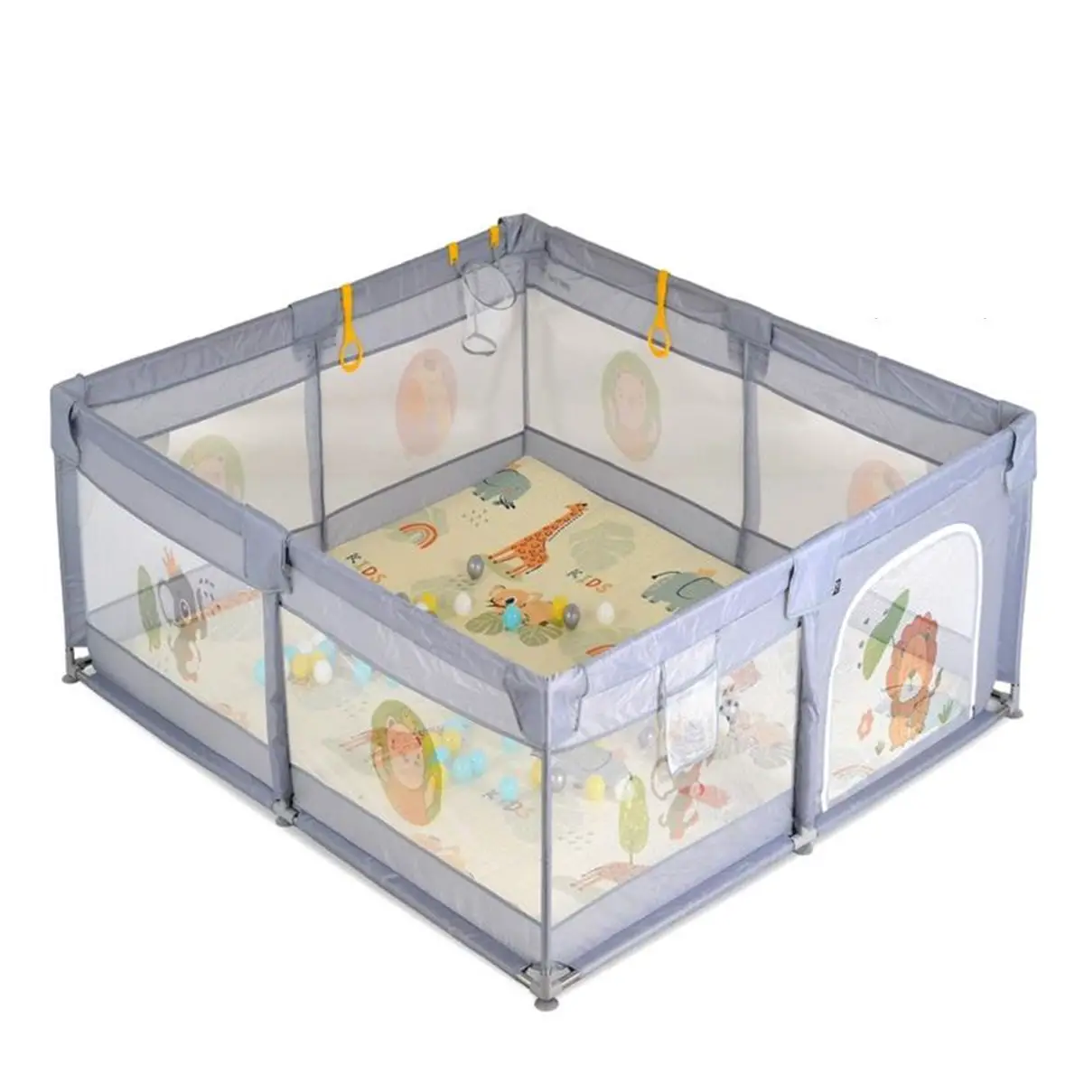 GameZone Tappeto con Recinto 120x120 cm Grey - box