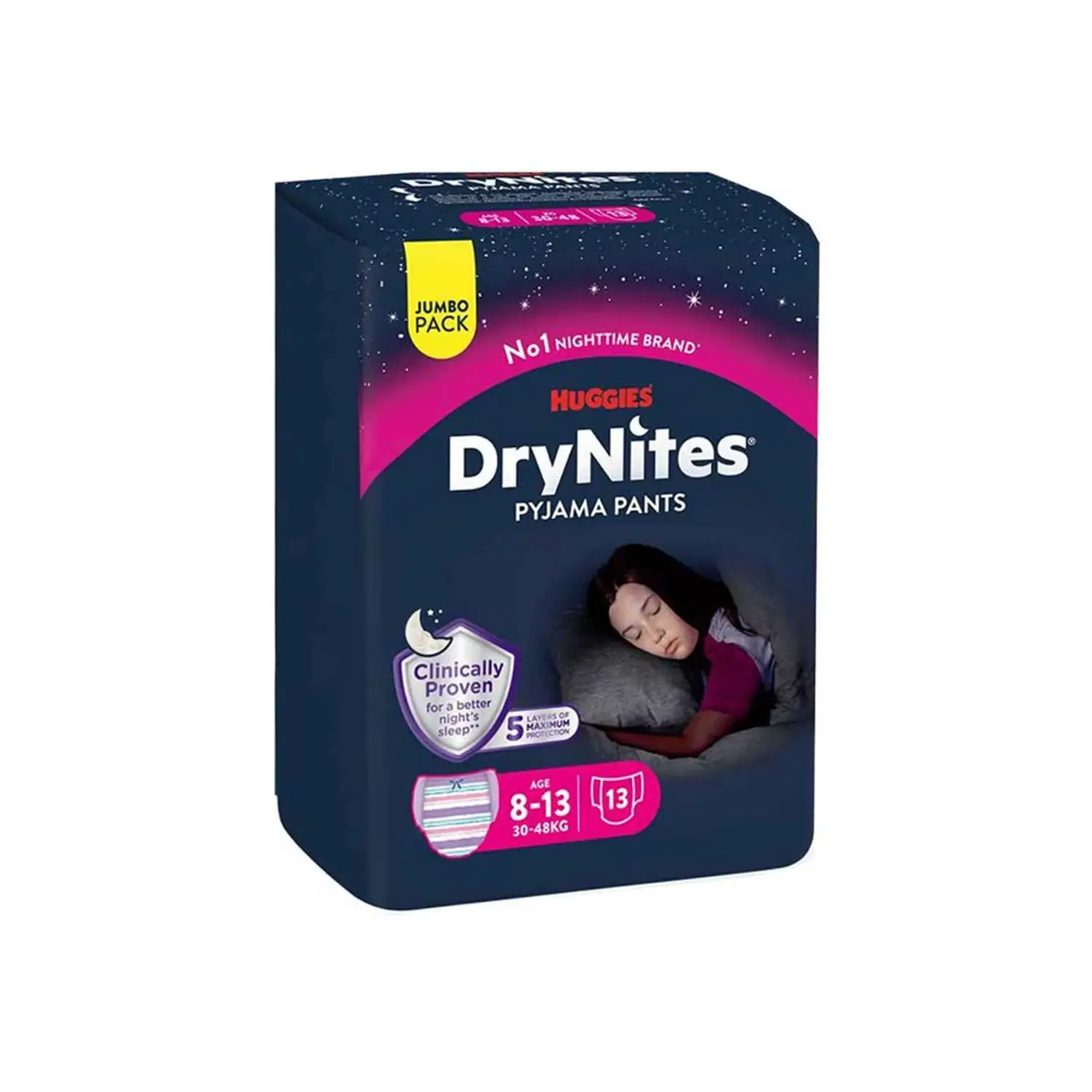 Huggies Mutandina Assorbente Drynites 8-13A Girl 30-48Kg Pezzi13 Jumbo - pannolini e salviettine