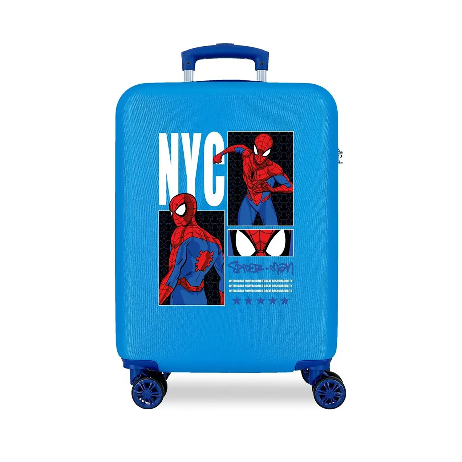 Trolley ABS 55 cm 4 ruote Spider-Man Great Power Blu Marvel - valige e borse da viaggio
