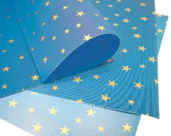 Cartoncino Ondulato Blu con Stelle Dorate 50x70 cm – Cartoncino Decorativo