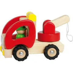 Carro Attrezzi in Legno per Bambini – Giocattolo in Legno con Ruote in Gomma e Personaggio