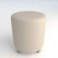 Pouf Ecopelle Ignifugo Tondo su Ruote H 40 Bianco Per Ambienti Scolastici Innovativi