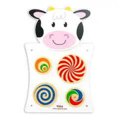 Pannello Attività Multisensoriale Mucca, Gioco Educativo per lo Sviluppo Motorio e Gognitivo