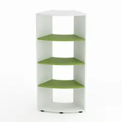 Mobile Scuola Kubò Bianco Curvo 60 Gradi H 150 cm. Ripiani Verde Kiwi - Conforme CAM
