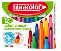 Fibracolor Colorito Maxi Pennarelli – Astuccio 12 Pennarelli - Nero