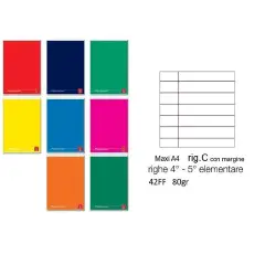 Quaderno Maxi Pigna Colours 80gr - 42 Pagine - Rigatura C con Margine