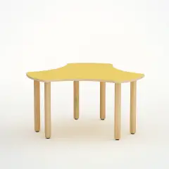 Tavolo Onda Esatondo Giallo H 58 cm – Misura 3, 113 x 120 cm