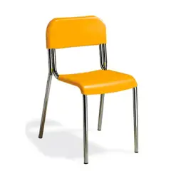 Sedia Infanzia Sara, Struttura Cromata, Seduta H 34 Cm. Arancio Per Ambienti Scolastici