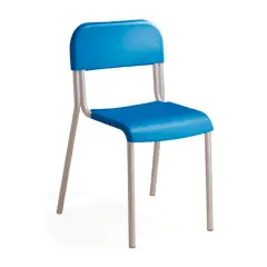 Sedia Impilabile Sara, Struttura Grigia, Seduta H 46 Cm. Blu Per Ambienti Scolastici