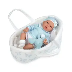 Arias Bebè in Culla con Abitino Celeste 40 cm – Bambolotto Realistico con Pianto