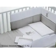 INSIEME COMPLETO TESSILE 5 PEZZI GRIGIO