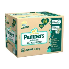 Pannolini Pampers Baby Dry Quadripack - Taglia 5 - 11-25 Kg - 64 Pezzi BabyDry