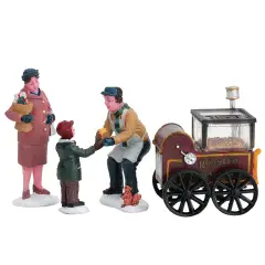 Lemax Roasted Chestnut Stand 92331 – Set 4 Figurine Bancarella Castagne in Resina